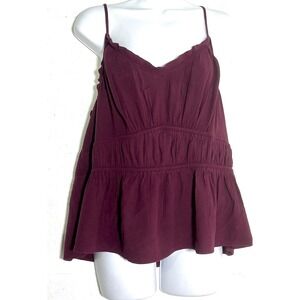 Y2K Old Navy Babydoll Burgundy Peplum Cami Top XL Thin Strap Boho Whimsical
